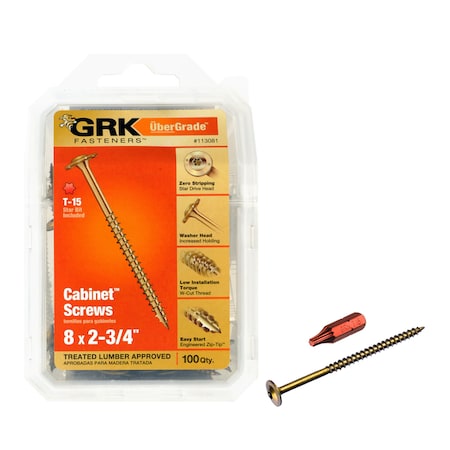 Itw Cab Screw, #8 Thrd Sz, 2-3/4 in Lg 113081